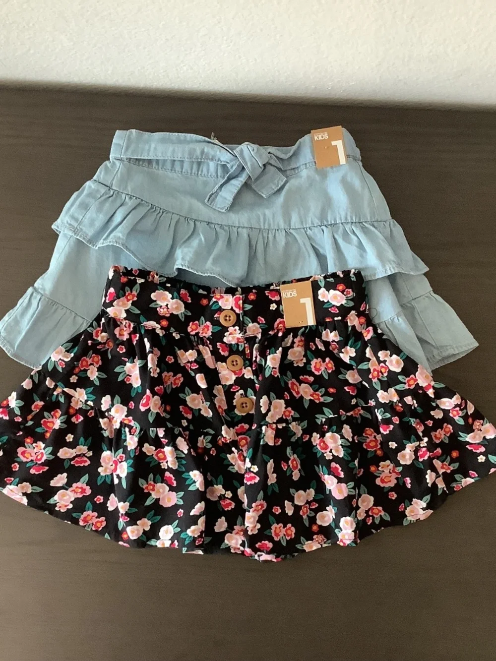 NWT Cotton On Kids Toddler Girls Two Piece Lots Denim Floral Ruffled Skirts Sz 1